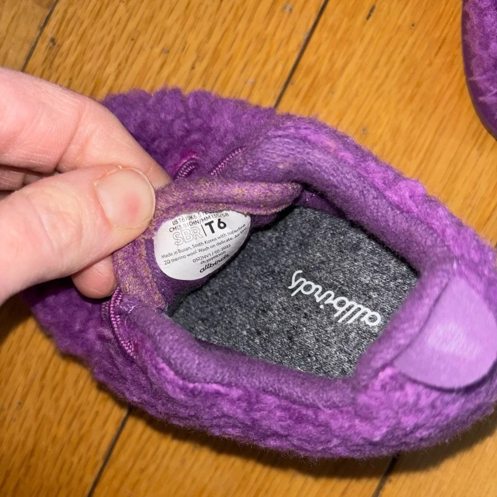 allbirds Kids Wool Sneakers in Deep Purple with Pink Accents - Picture 2 of 6